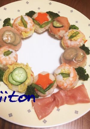 クリスマスに＊リースてまり寿司＊-レシピのメイン写真