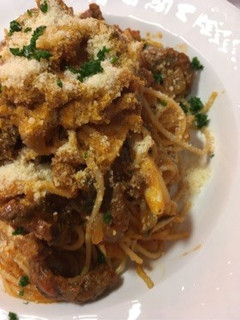 牛すじのトマト煮込みリメイクスパゲティ-レシピのメイン写真