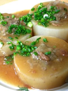 ちょっと可愛い大根の肉詰めあんかけ-レシピのメイン写真