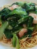 青梗菜と海老のあんかけ焼きそば