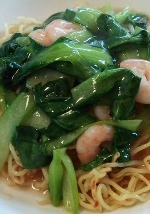 青梗菜と海老のあんかけ焼きそば-レシピのメイン写真