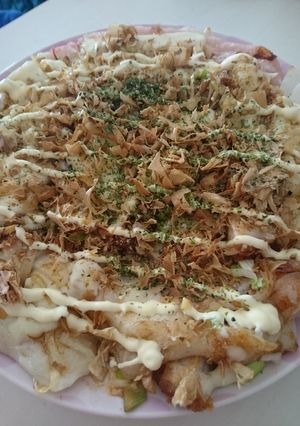 ☆フライパンで♪ お好み焼き風餅ピザ☆-レシピのメイン写真