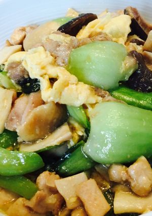 鳥もも肉と青梗菜のふわふわ卵ポン酢炒め-レシピのメイン写真
