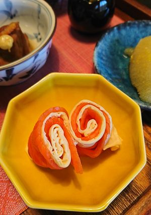 紅白巻✿生湯葉スモークサーモン巻-レシピのメイン写真