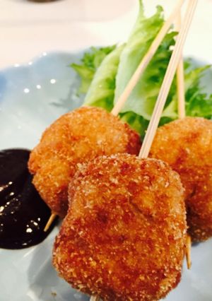 里芋の一口串揚げ 田楽味噌ソースで-レシピのメイン写真