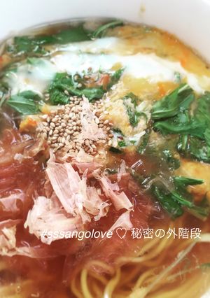 蟹たまご水菜のせ醤油ラーメン♡-レシピのメイン写真