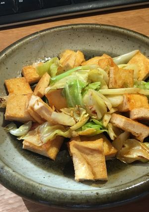 かんたん油揚げとキャベツのピリ辛おつまみ-レシピのメイン写真