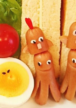 酉年 朝ごぱんや弁当トリちゃんソーセー人-レシピのメイン写真