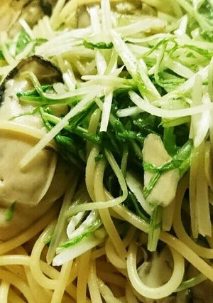 牡蠣と水菜のペペロンチーノ？和風パスタ？-レシピのメイン写真