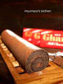 チョコバタークリームのスリムロングロール-レシピのメイン写真