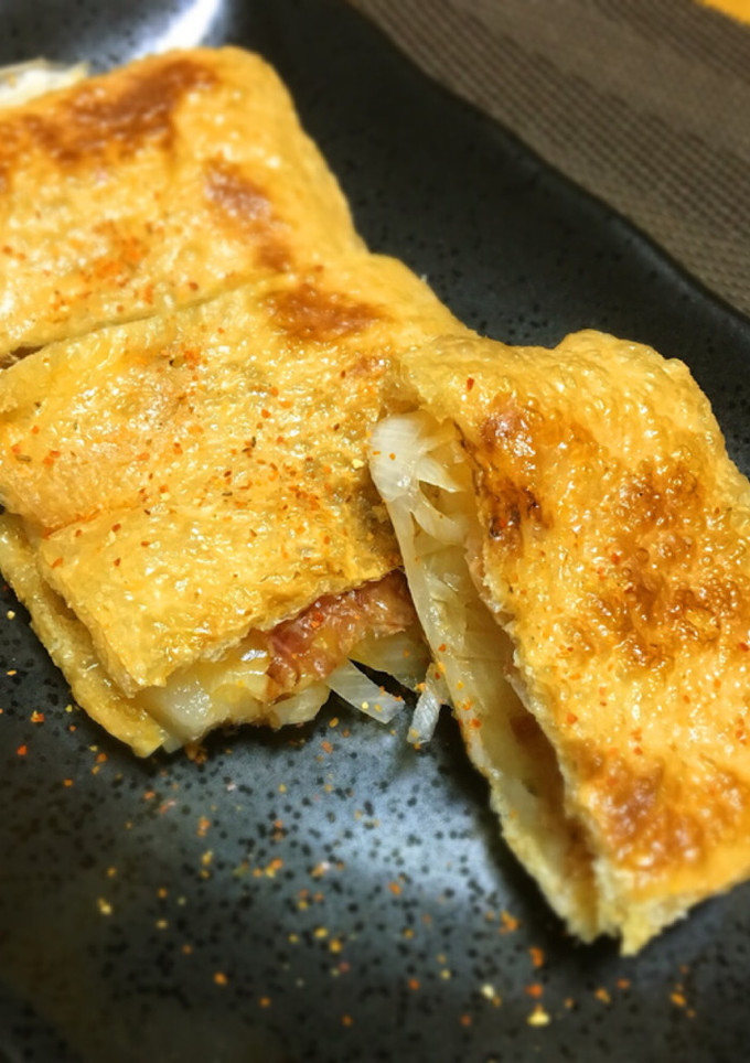 カリもちっ♪油揚げのねぎ餅はさみ焼き-レシピのメイン写真