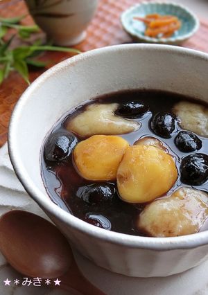 おせちリメイク★きんとん餅の黒豆ぜんざい-レシピのメイン写真