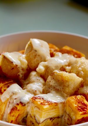 揚げ餅の洋風ソース玉子焼き添え-レシピのメイン写真
