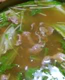 濃厚お茶液で牛肉レタス水菜しゃぶしゃぶ