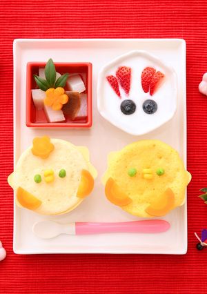 離乳食 お正月 干支の蒸しパン-レシピのメイン写真
