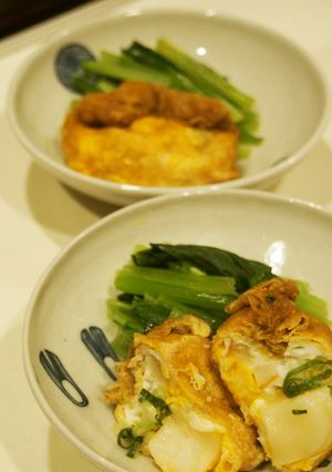 油揚の甘辛煮を使って5分で卵＆餅入り巾着-レシピのメイン写真