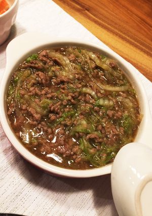 レンチンで！とろろ蒸しのひき肉餡掛け-レシピのメイン写真