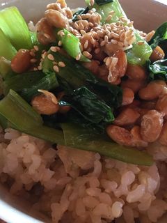 納豆と小松菜の油炒めのご飯-レシピのメイン写真