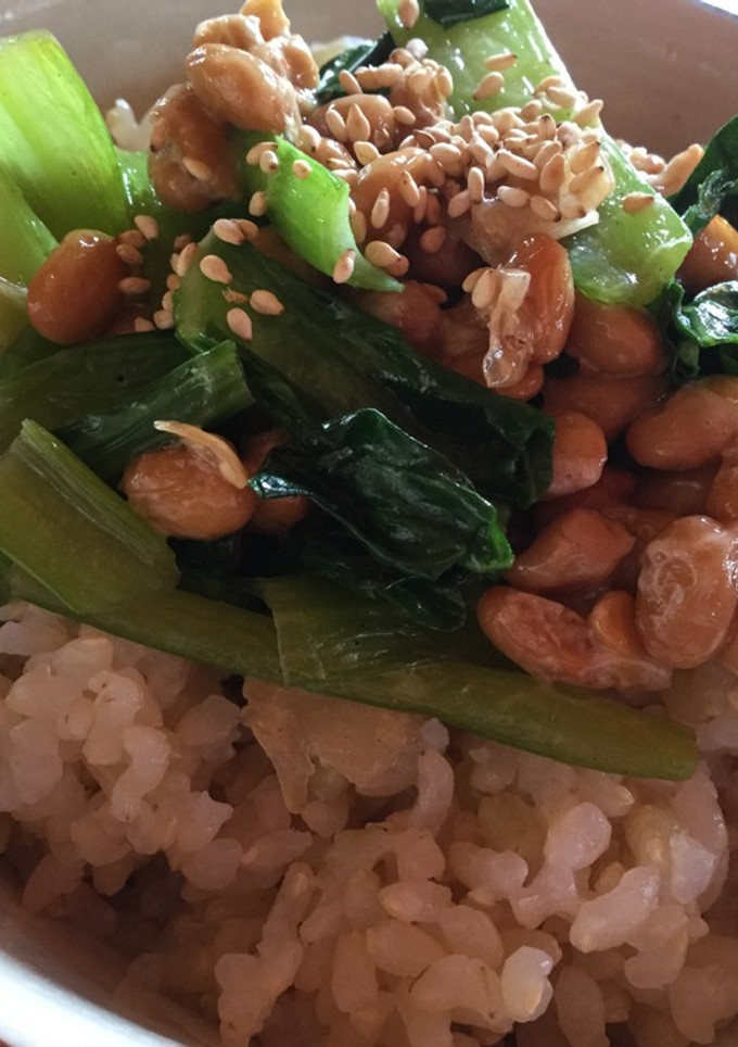 納豆と小松菜の油炒めのご飯-レシピのメイン写真