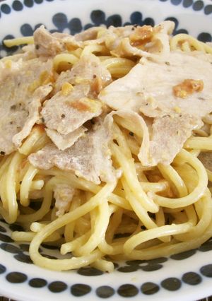 梅マヨ味噌とんパスタ-レシピのメイン写真