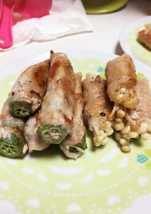 オクラとエノキの豚肉巻き-レシピのメイン写真