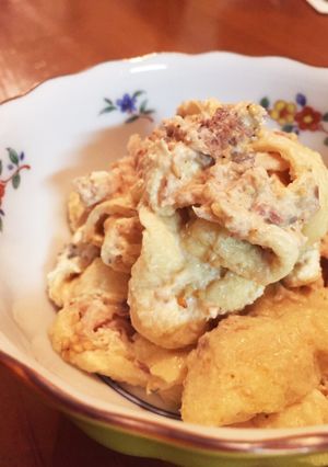 即席❀油揚げと鯖缶の洋風カレーゴマ和え-レシピのメイン写真
