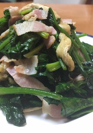 ベーコン薄揚げほうれん草のバター醤油♪-レシピのメイン写真