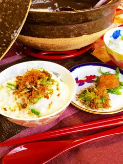 ふっくら七草粥♡土鍋粥に色々薬味-レシピのメイン写真
