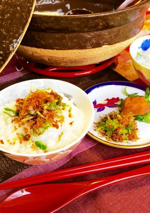ふっくら七草粥♡土鍋粥に色々薬味-レシピのメイン写真