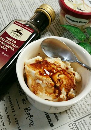 バニラアイスのレンチンバルサミコ酢がけ-レシピのメイン写真