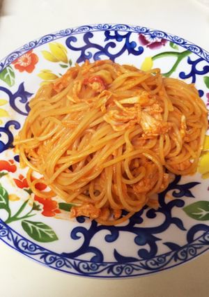 包丁無し!ランチに簡単、蟹クリームパスタ-レシピのメイン写真