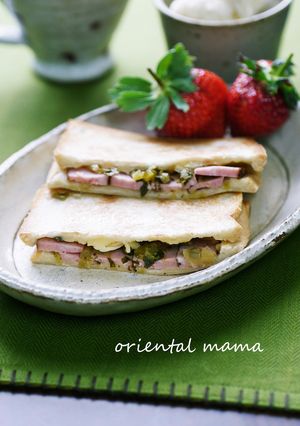 高菜漬けとハムチーズのホットサンド-レシピのメイン写真