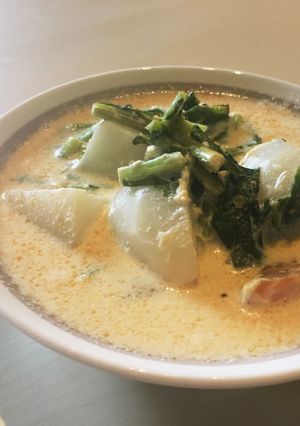 カブとサーモンの豆乳スープ-レシピのメイン写真