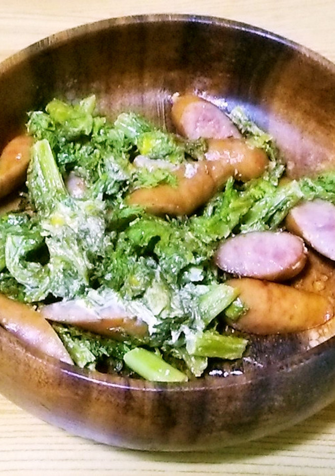 【簡単】ウインナーとわさび菜のマヨ炒め-レシピのメイン写真