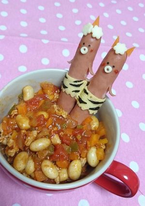 節分にポークビーンズと鬼ウインさん♡-レシピのメイン写真