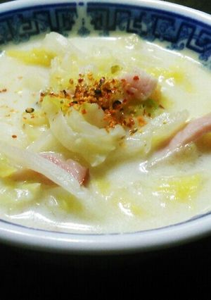 ⅲ白菜とハムの豆乳スープ-レシピのメイン写真