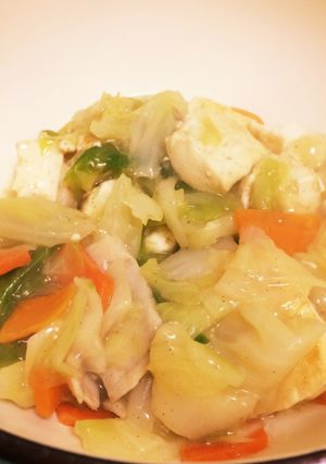 ダイエット中に！男のあんかけ野菜豆腐炒め-レシピのメイン写真