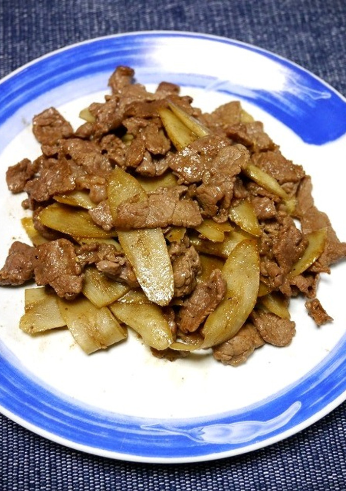簡単！牛ごぼうのカレー花椒炒め-レシピのメイン写真