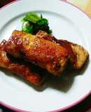 生姜焼きのたれで作る肉巻き豆腐の照り焼き
