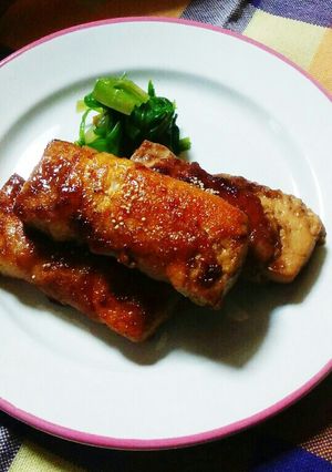 生姜焼きのたれで作る肉巻き豆腐の照り焼き-レシピのメイン写真