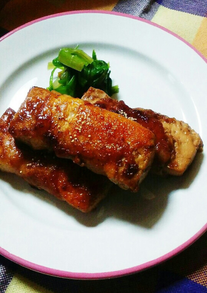 生姜焼きのたれで作る肉巻き豆腐の照り焼き-レシピのメイン写真