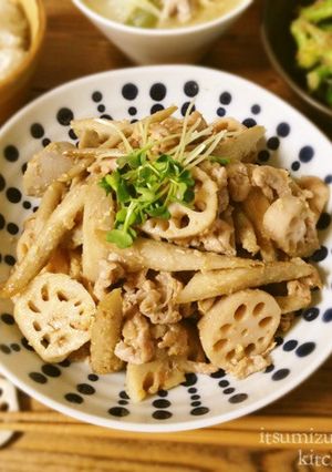根菜と豚肉の麦味噌炒め-レシピのメイン写真
