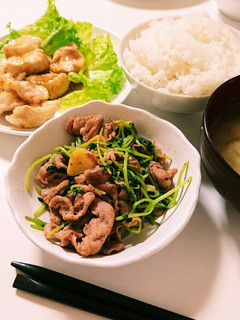 豚肉と豆苗のにんにく塩レモン炒め-レシピのメイン写真