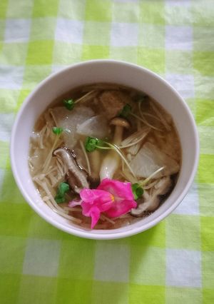 ヘルシー♪カブとキノコの中華スープ！-レシピのメイン写真