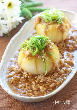 レンジで簡単♪玉葱の豚そぼろあんかけ-レシピのメイン写真