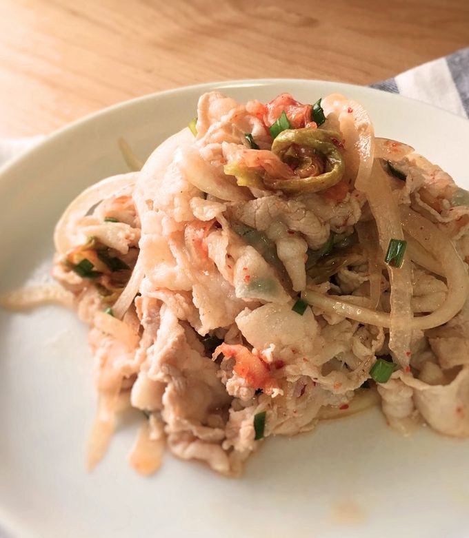 作り置きにも！豚しゃぶのキムチ和え by mikomiko_ 【クックパッド