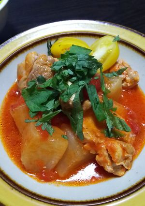シンプルな定番料理！！鶏大根のトマト煮-レシピのメイン写真
