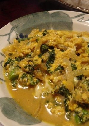 優しいほろ苦♪　菜の花と大根の味噌卵とじ-レシピのメイン写真