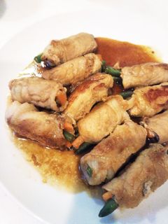 生姜焼き風。いんげん人参の豚ロース巻き。-レシピのメイン写真