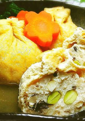 コリコリ♪鶏挽き肉とタケノコの巾着含め煮-レシピのメイン写真